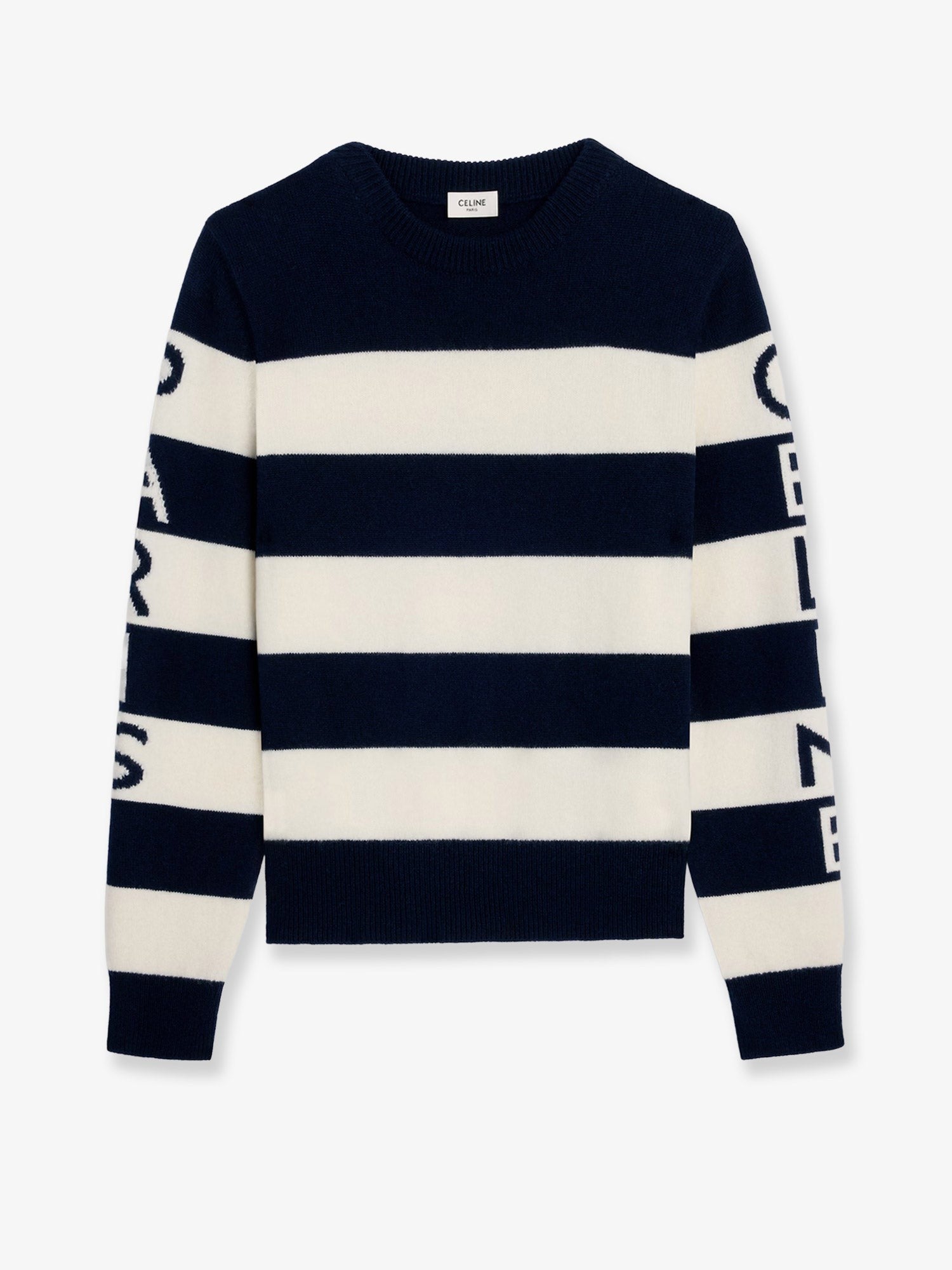 Celine Women's Striped Wool Sweater White Celine