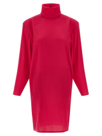 Saint Laurent Structured Shoulder Dress Pink
