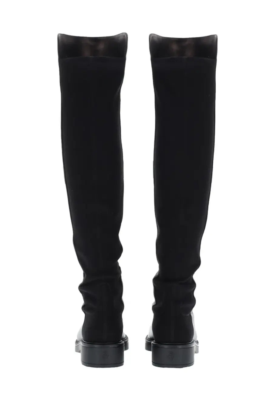 Stuart Weitzman women’s celia black over-the-knee boots with sleek stretchy suede upper and chunky platform soles