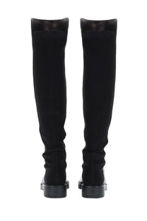 Stuart Weitzman women’s celia black over-the-knee boots with sleek stretchy suede upper and chunky platform soles