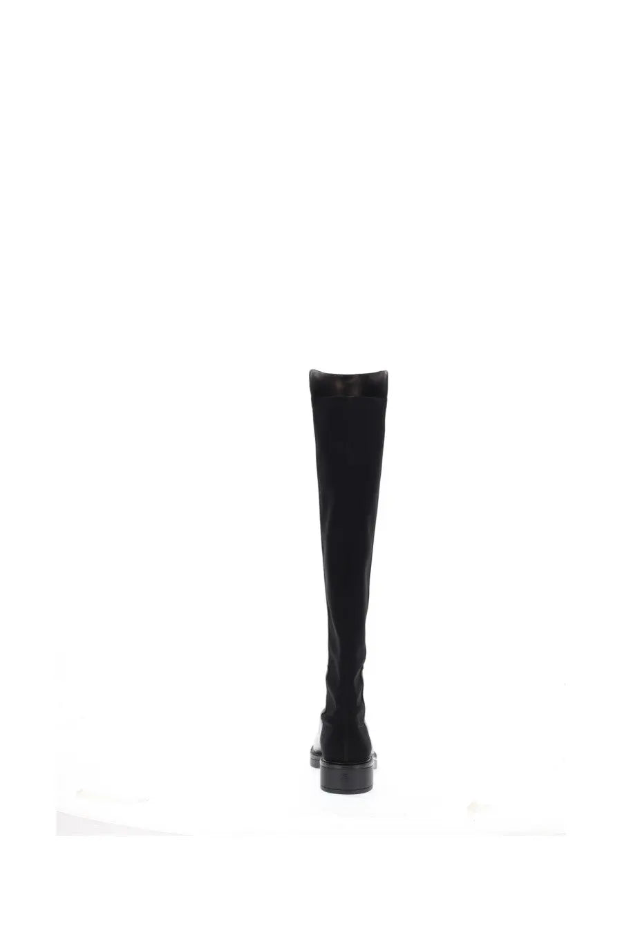 Stuart Weitzman women’s Celia black over-the-knee boot in black suede with a chunky heel front view
