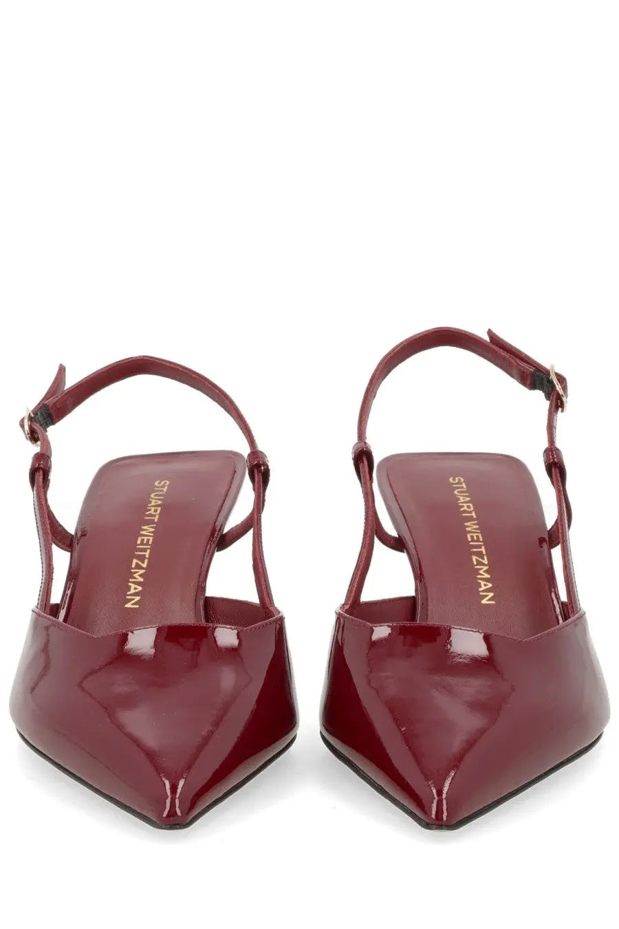 Burgundy patent leather slingback pumps by Stuart Weitzman women’s slingback Vinnie red with pointed toe