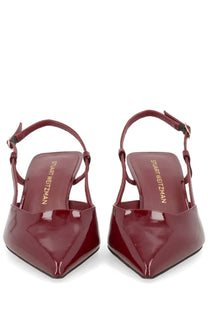 Burgundy patent leather slingback pumps by Stuart Weitzman women’s slingback Vinnie red with pointed toe