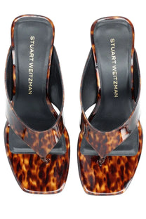 Stuart Weitzman women’s Zeppa Winnie pattern tortoiseshell mules with glossy finish and square toe