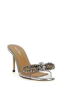 MACH &amp; MACH Stud Bow Sandals Silver