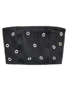 ROTATE Birger Christensen Studded Denim Top Black