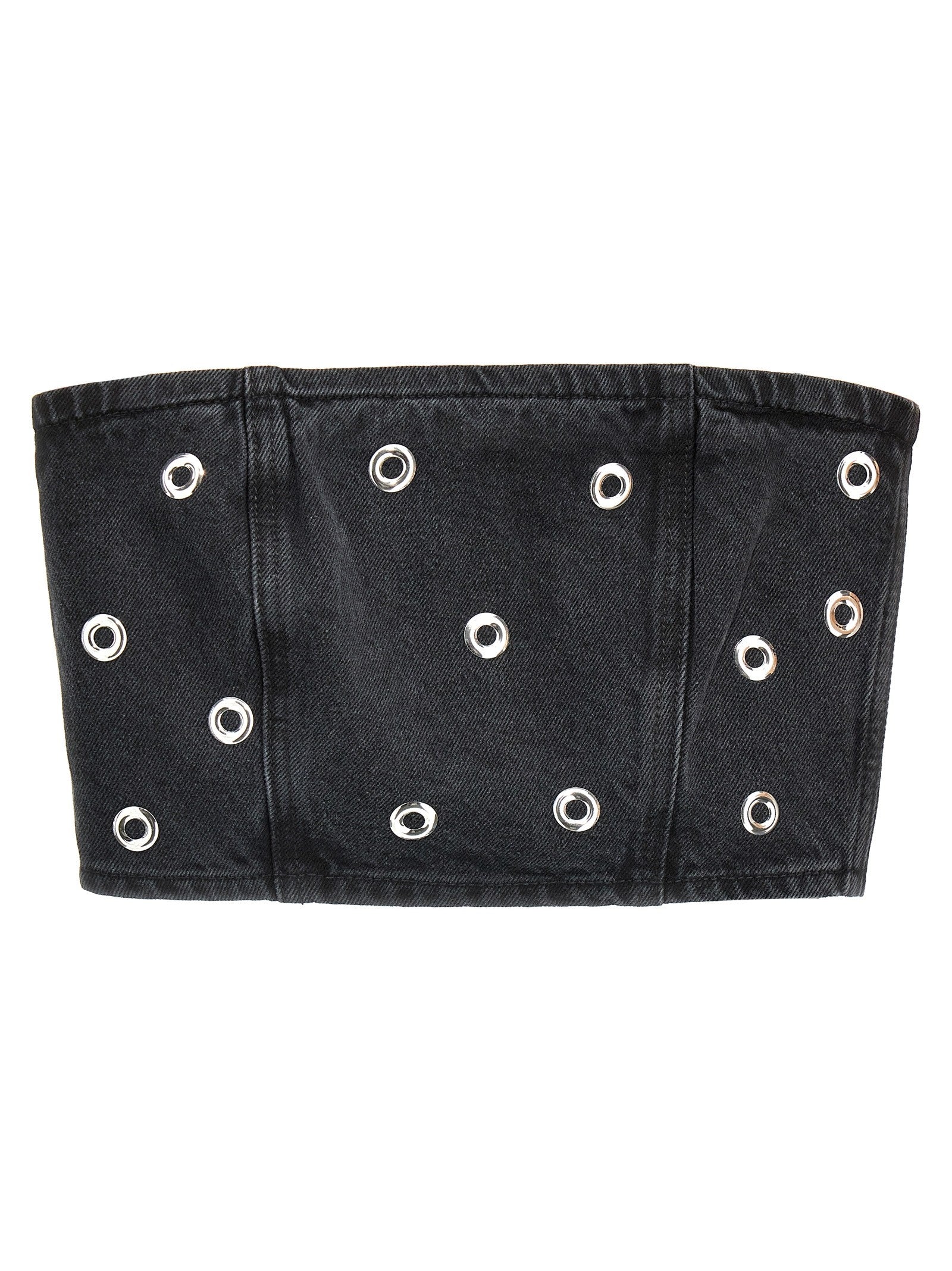 ROTATE Birger Christensen Studded Denim Top Black
