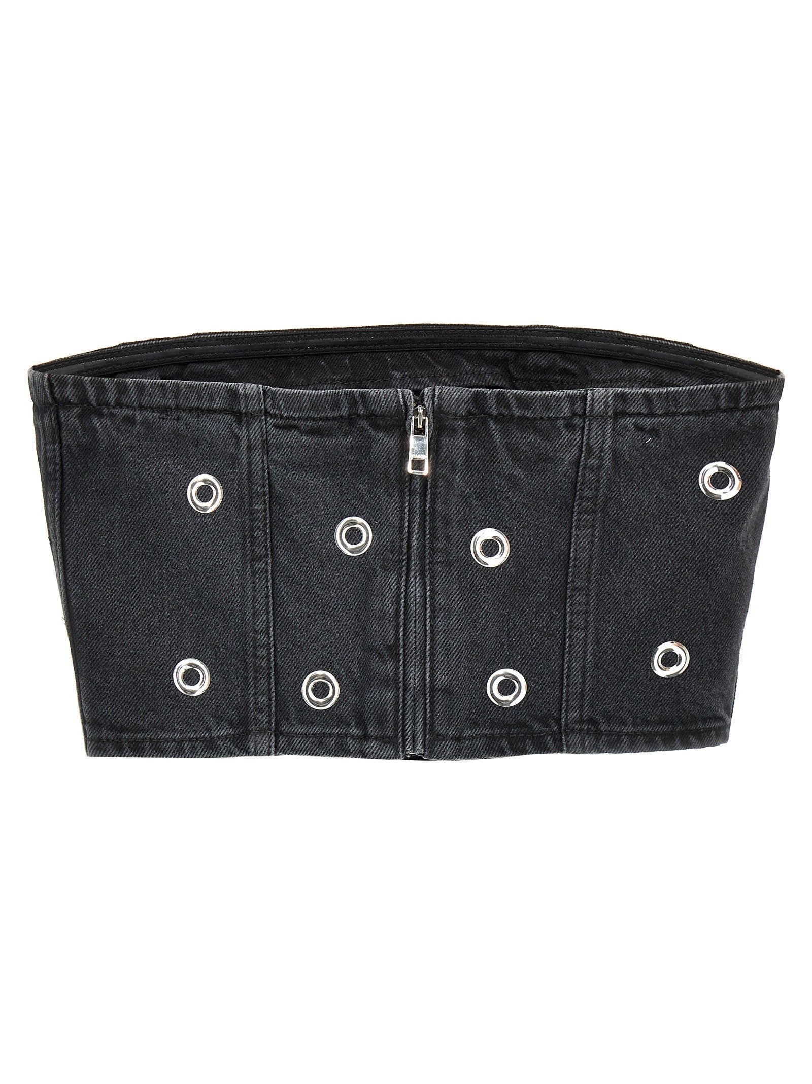ROTATE Birger Christensen Studded Denim Top Black