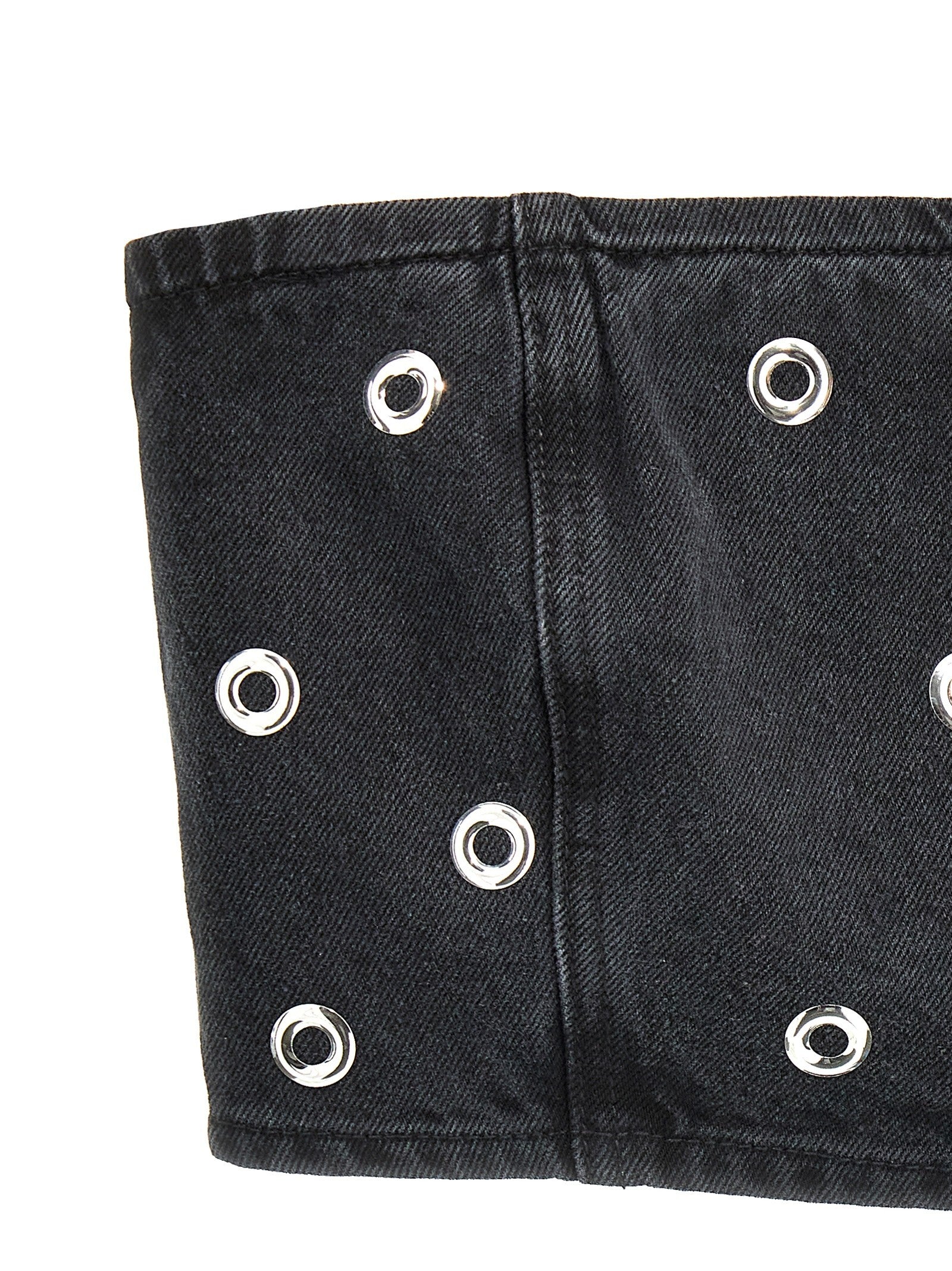 ROTATE Birger Christensen Studded Denim Top Black