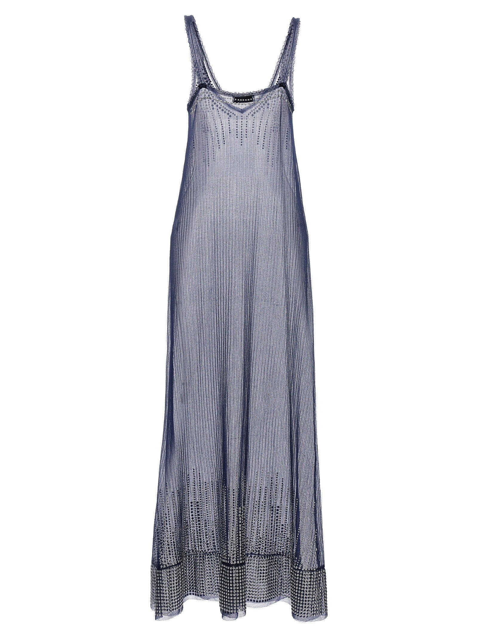 Rabanne Studded Mesh Dress Blue