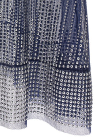 Rabanne Studded Mesh Dress Blue