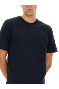 Studio nicholson men’s black crew-neck t-shirt with short sleeves made of smooth jersey fabric