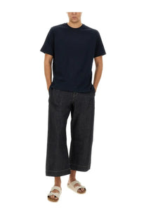 Studio nicholson men’s dark navy short-sleeved crew neck t-shirt in jersey blue fabric for casual wear