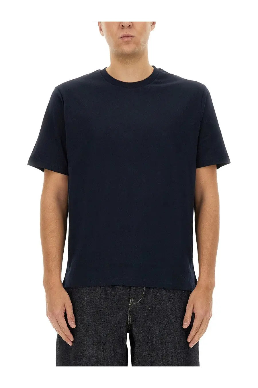 Studio nicholson men’s navy blue cotton crew neck t-shirt in jersey blue fabric for casual wear