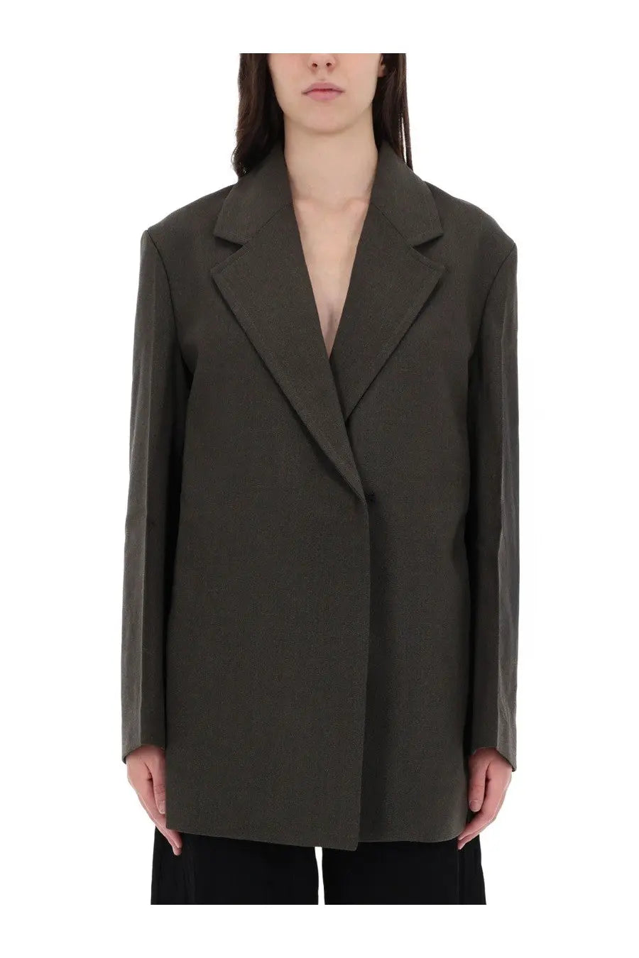 Studio nicholson women’s araz jacket grey olive green oversized blazer with structured collar and minimalist design