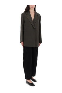 Studio nicholson women’s araz jacket grey olive green oversized blazer front view made from soft fabric