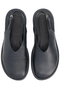 Studio nicholson women’s sandalo black leather slingback sandals with textured surface and thick soles