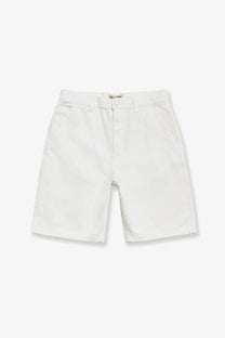 Stussy men’s cotton bermuda shorts bone featuring white cotton chino fabric with classic clean-cut design and belt loops