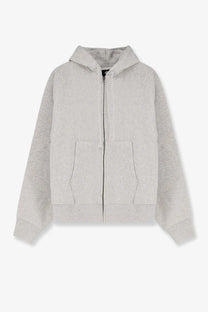 Stussy men’s cotton blend sweatshirt grey light gray heathered zip-up hoodie with textured pattern and front pockets