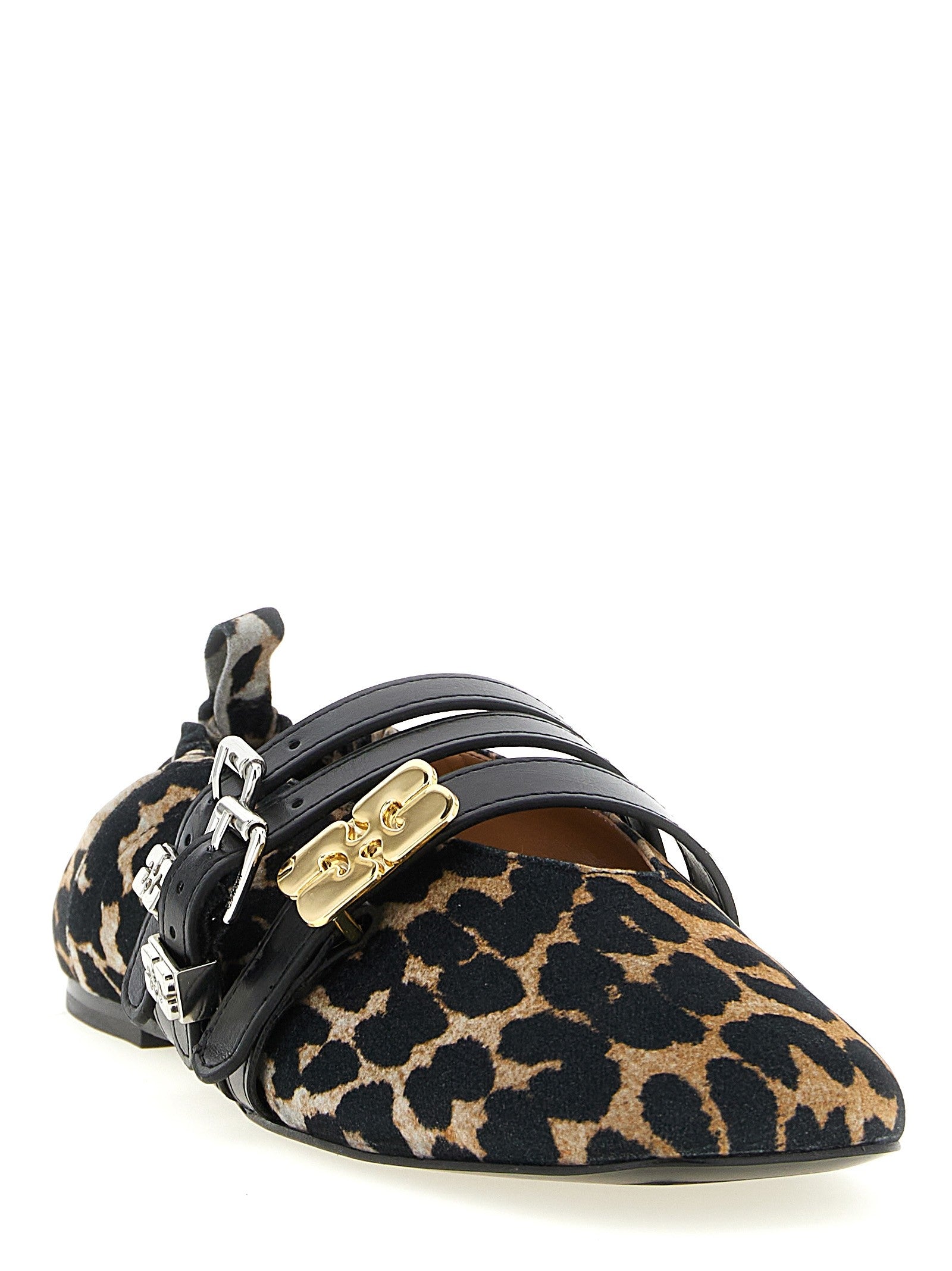 Ganni Sue Triple Ballet Flats Gold