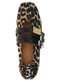 Ganni Sue Triple Ballet Flats Gold