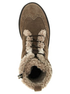 Brunello Cucinelli Suede and Brown Shearling Ankle Boots Brown, view 4