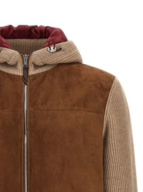 Brunello Cucinelli Suede and Cashmere Bomber Jacket Brown