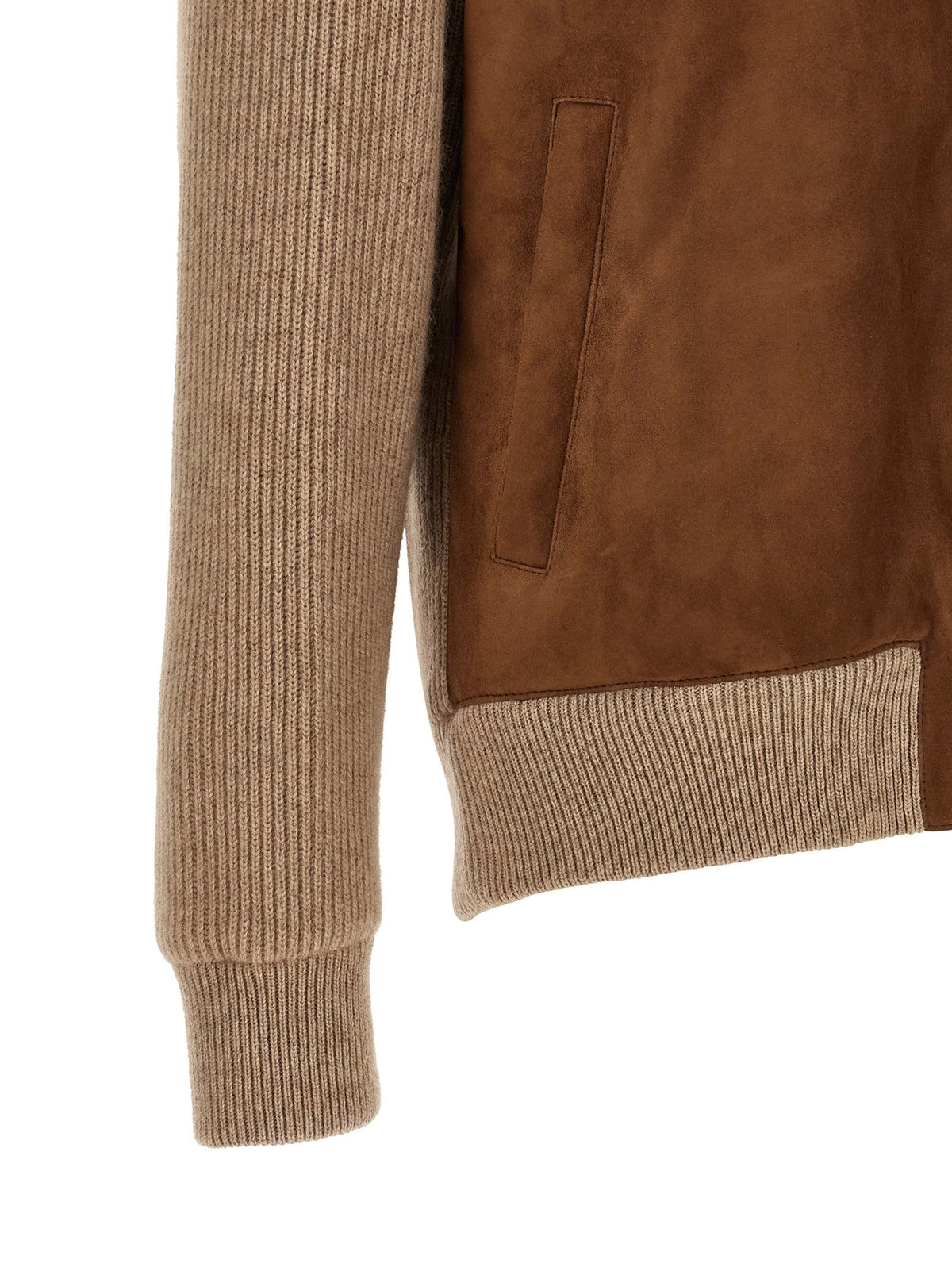 Brunello Cucinelli Suede and Cashmere Bomber Jacket Brown