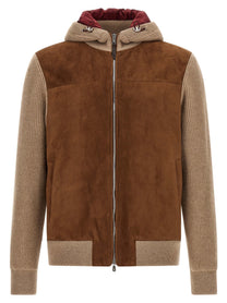 Brunello Cucinelli Suede and Cashmere Bomber Jacket Brown
