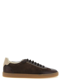 Brunello Cucinelli Suede and Smooth Calf Sneakers Brown