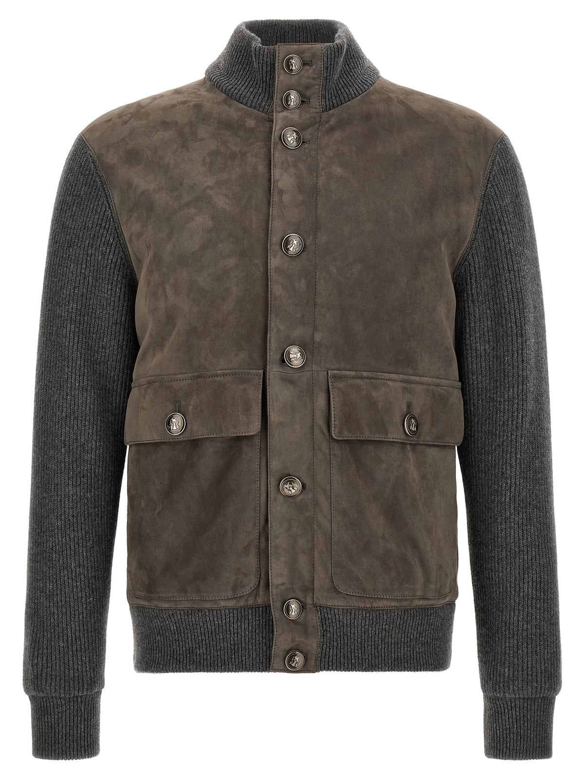Brunello Cucinelli Suede and Wool Jacket Grey