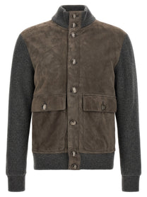 Brunello Cucinelli Suede and Wool Jacket Grey