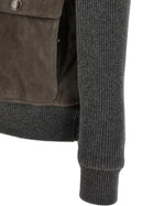 Brunello Cucinelli Suede and Wool Jacket Grey, view 4