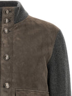 Brunello Cucinelli Suede and Wool Jacket Grey, view 3