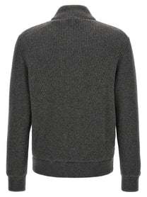 Brunello Cucinelli Suede and Wool Jacket Grey, view 2