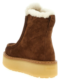 PRADA Suede Ankle Boots Brown
