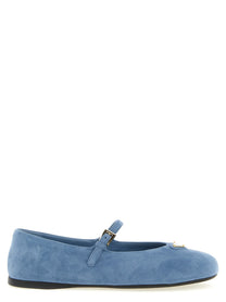 PRADA Suede Ballet Flats Blue