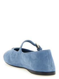 PRADA Suede Ballet Flats Blue