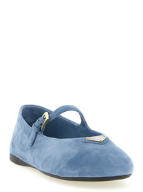 PRADA Suede Ballet Flats Blue
