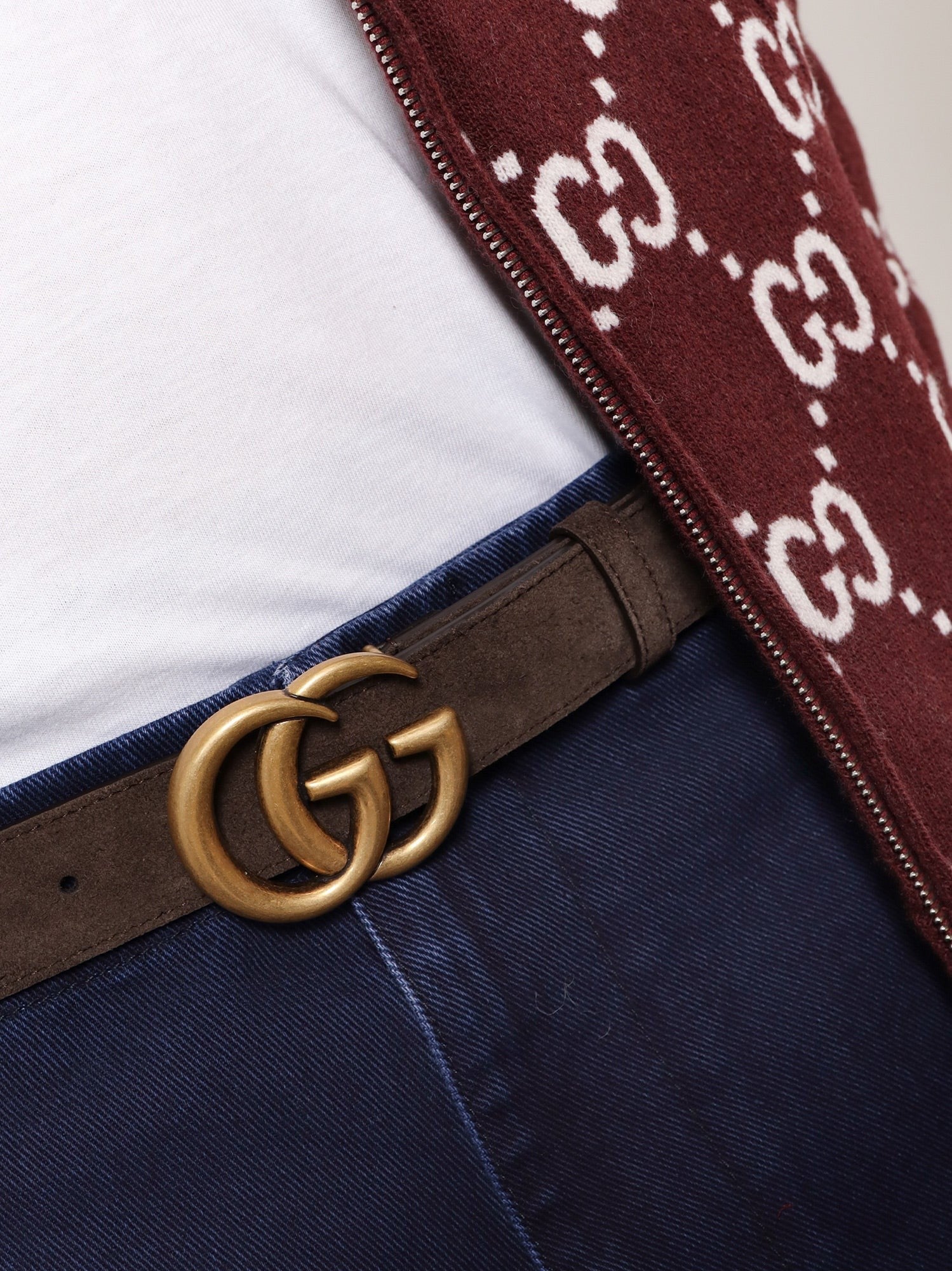 Gucci Men's Suede Belt Gold Gucci