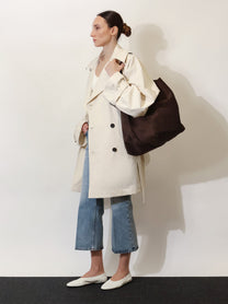Toteme Women's Suede Belted Tote Shoulder Bag Brown