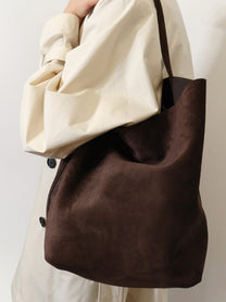 Toteme Women's Suede Belted Tote Shoulder Bag Brown