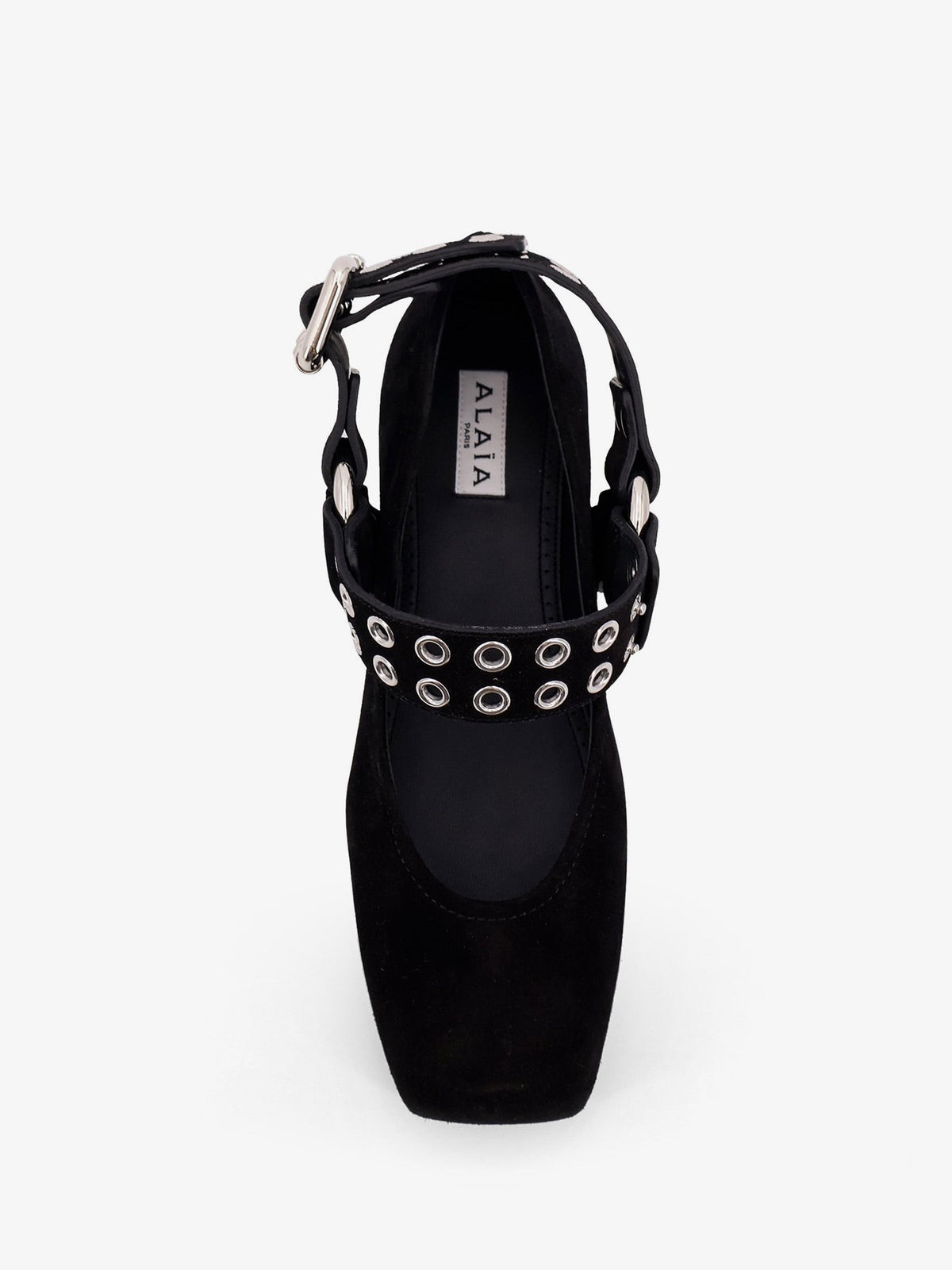 ALAÏA Women's Suede Biker Flat Ballerinas Black, view 5