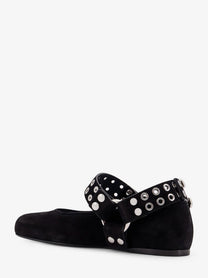 ALAÏA Women's Suede Biker Flat Ballerinas Black
