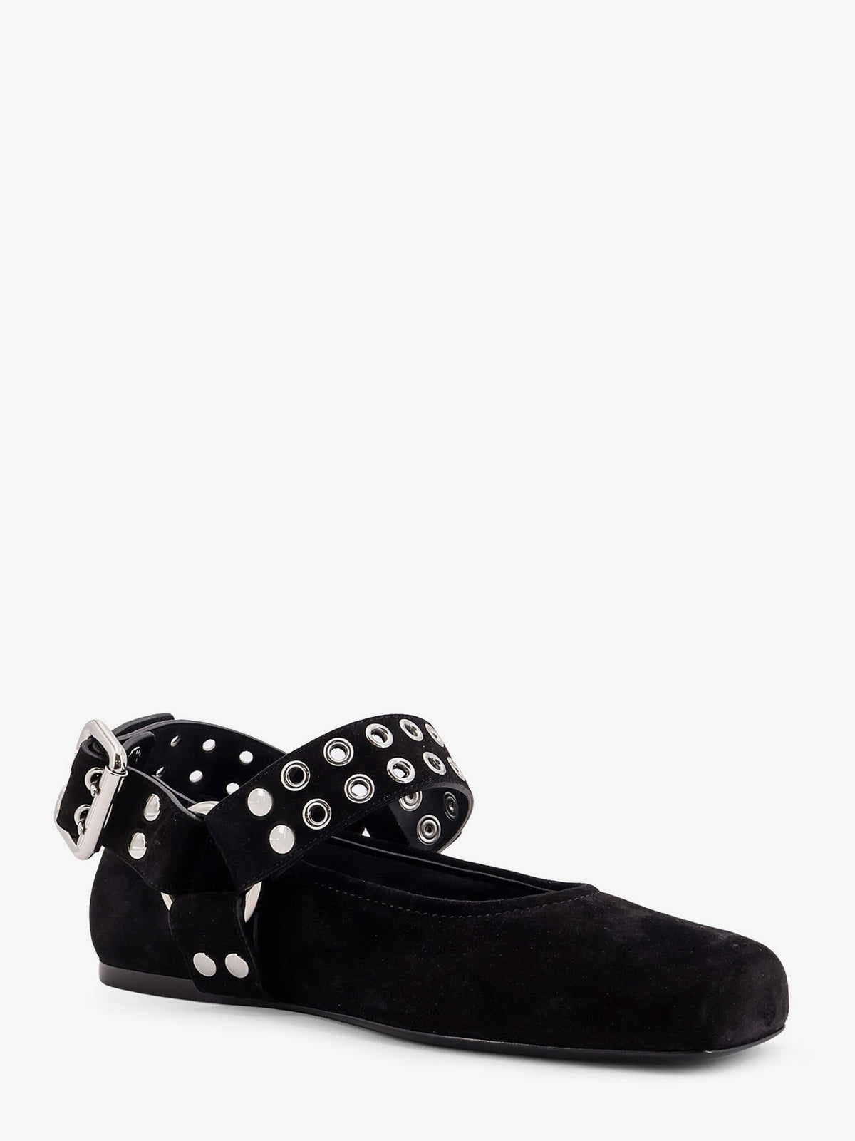 ALAÏA Women's Suede Biker Flat Ballerinas Black, view 3