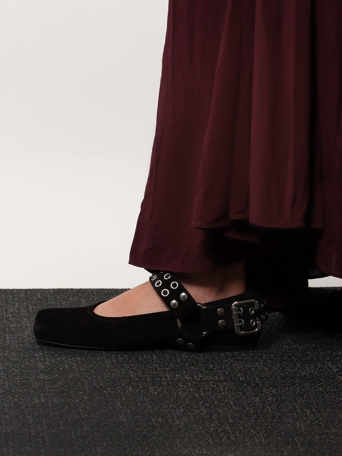 ALAÏA Women's Suede Biker Flat Ballerinas Black, view 2