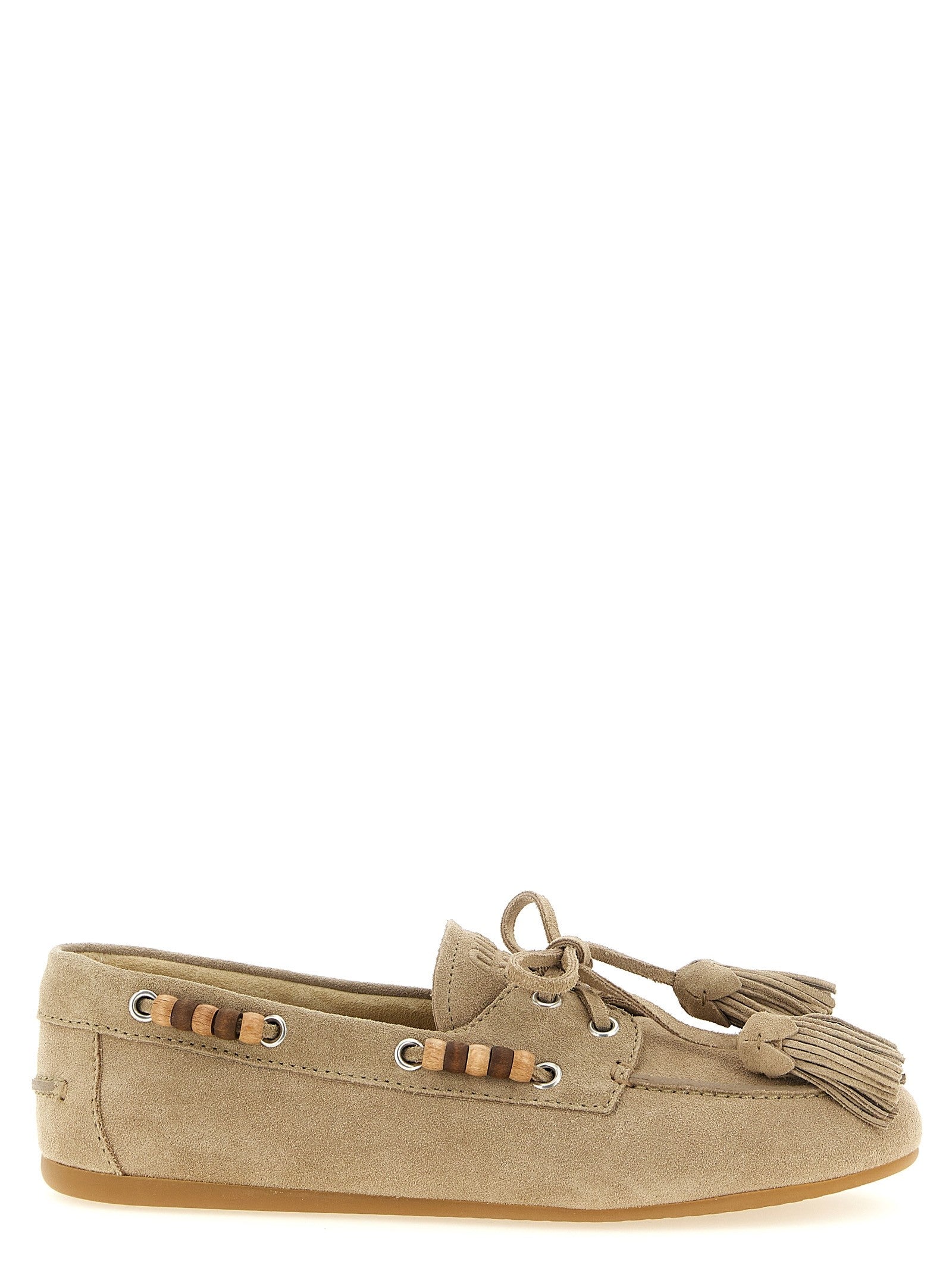 Miu Miu Suede Boat Shoe Beige