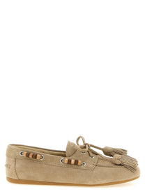 Miu Miu Suede Boat Shoe Beige