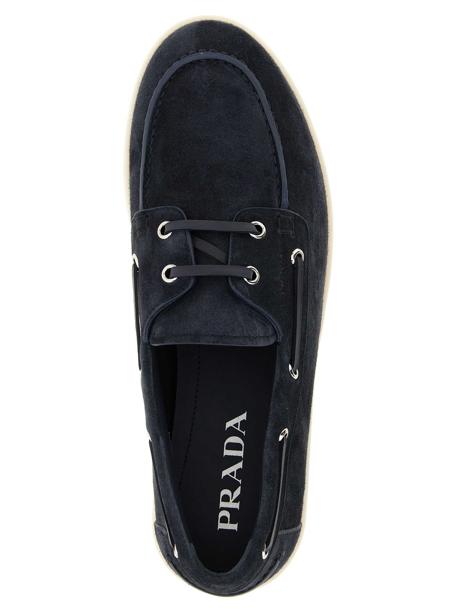 PRADA Suede Boat Shoe Blue