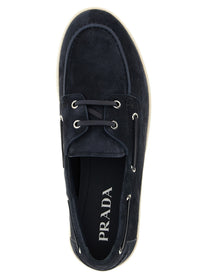 PRADA Suede Boat Shoe Blue